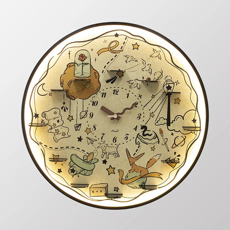 DIY Display Stand Wall Clock Cartoon Style Simple Silent Wall-mounted Decative Clocks Klok Muur Woonkamer Home Decorations