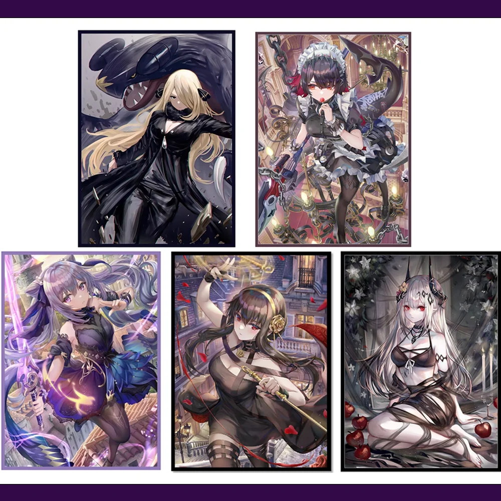 

60PCS 66x91mm Holographic Anime Card Sleeves Suitable for Standard-Sized Game Cards Such as PKM/PTCG/TCG/MTG Trading Cards.