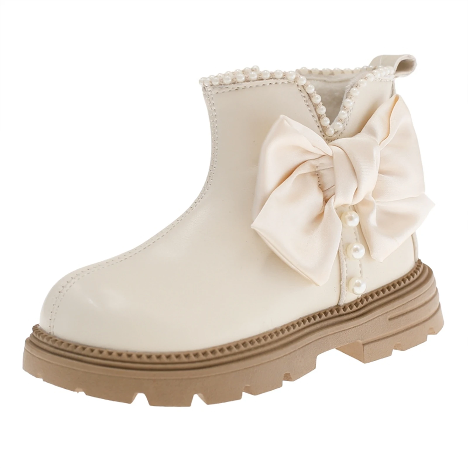 

Girls' Boots Children's Pearl Little Girl Soft Sole Single Boots Baby Two Cotton Short Boots Girl Boots Girls Boots Size 4