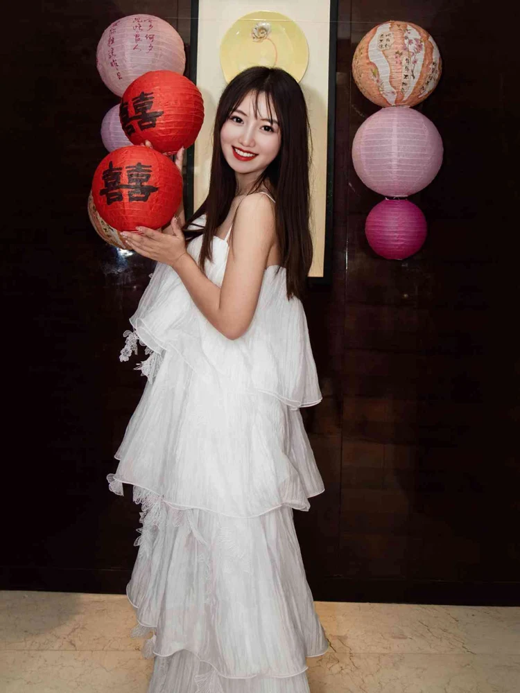 

Белое свадебное платье Ele Morning Robe с пышной юбкой-тортом, без бретелек, с завышенной талией, для невесты, в стиле Simple Luxury Forest System