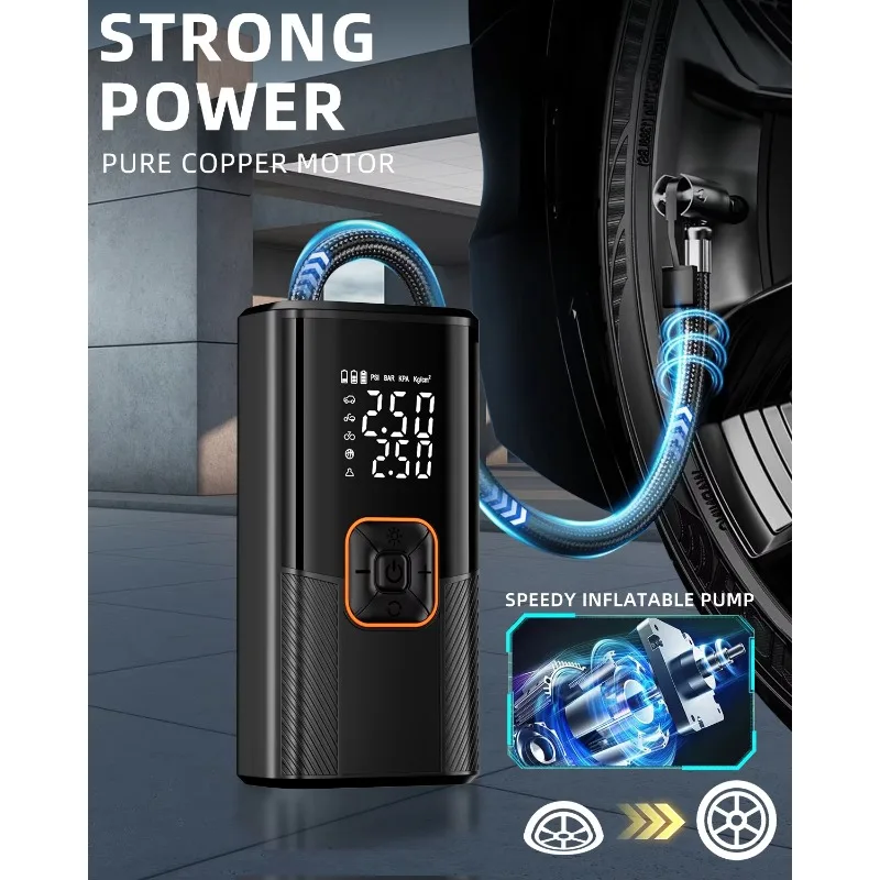 Rechargeable Wireless Car Air Pump Compressor Mini Digital Automatic Portable Tyre Inflator ABS Electric Mini Digital Automatic