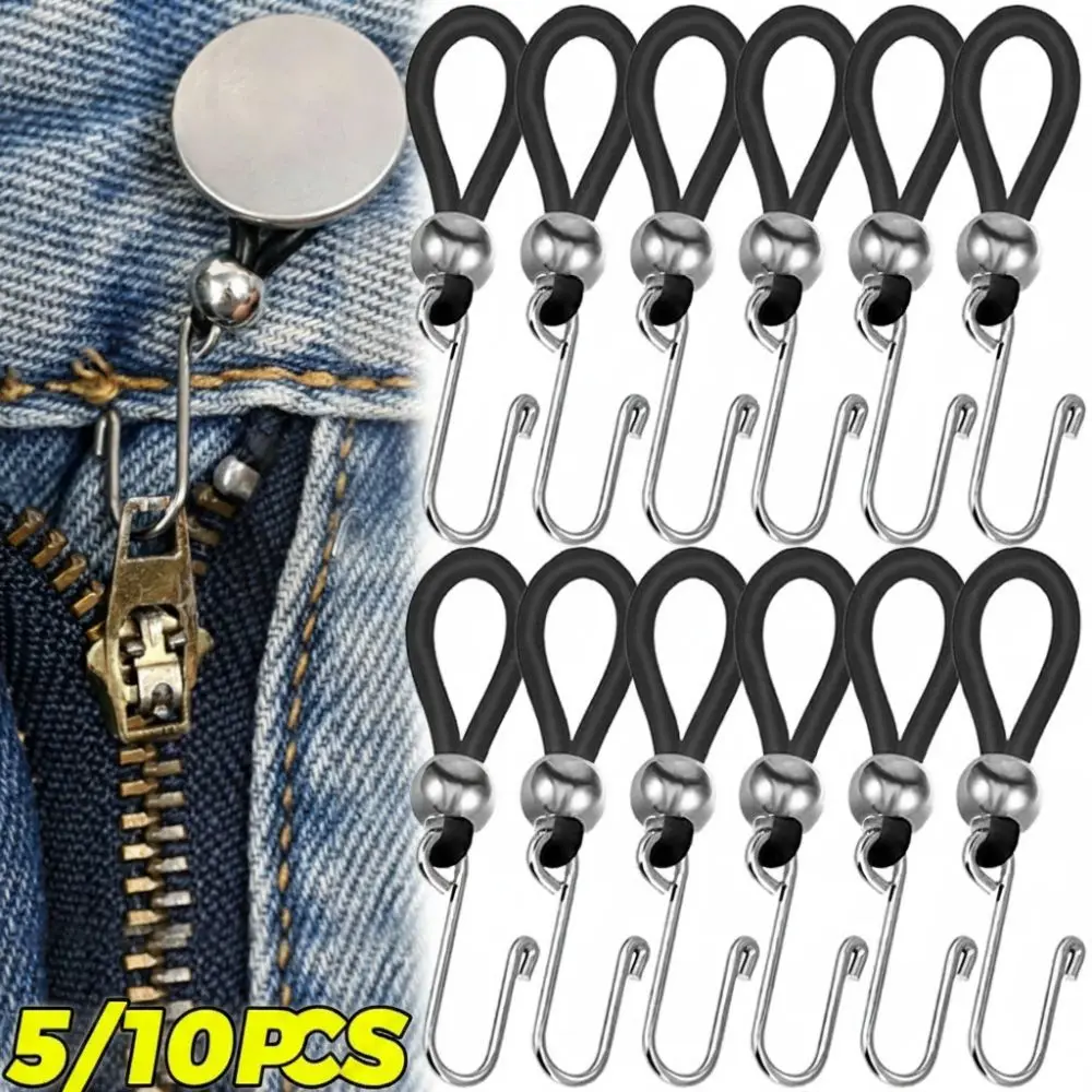 5/10Pcs Adjustable Pants Button Clasp Jeans Zipper Holder Clip-On Structure Silicone Jeans Zipper Anti-slip Buckl