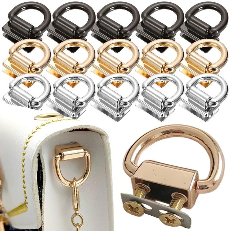 8PC Durable Metal D Ring Buckles DIY Bag Side Clip Double Handbag Handles Strap Connector Purse Repair Accessories Set Women