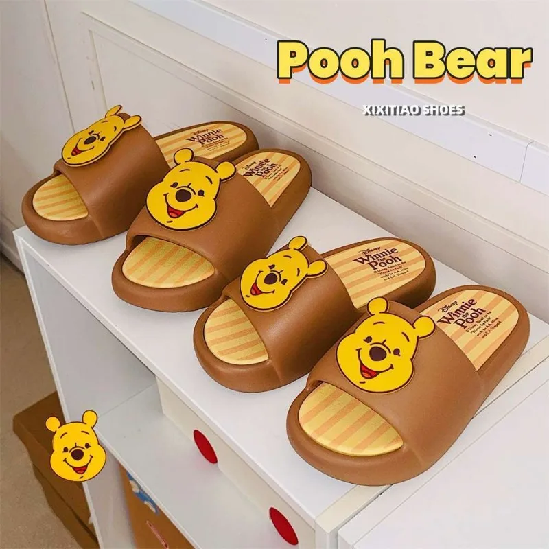 صنادل ديزني كارتونية لطيفة ويني ذا بوه مضادة للانزلاق للرجال والنساء صيفية كاجوال بنعل ناعم بسيط مضاد للرائحة نعال شاطئ #4