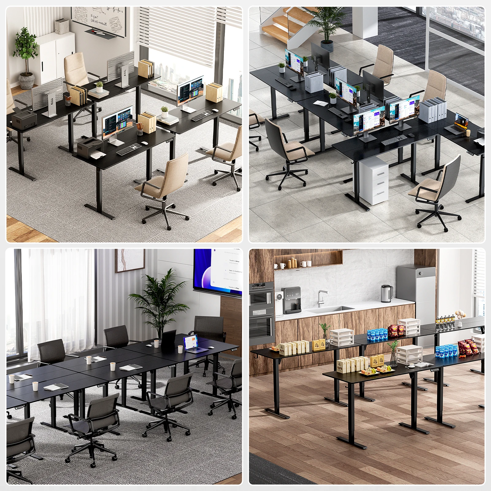 VVENACE Mesa elétrica de pé com altura ajustável, 55 polegadas, 4 memória, altura ergonômica, mesa de pé para escritório doméstico