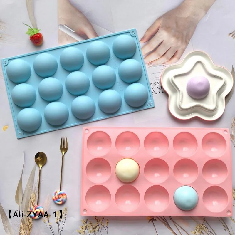 【A】1Pcs Half Ball Mold 6/15/24 Holes Hemisphere Silicone Baking Mold For Hot Chocolate Bomb Cocoa Dome Mousse Ice Cream Tool