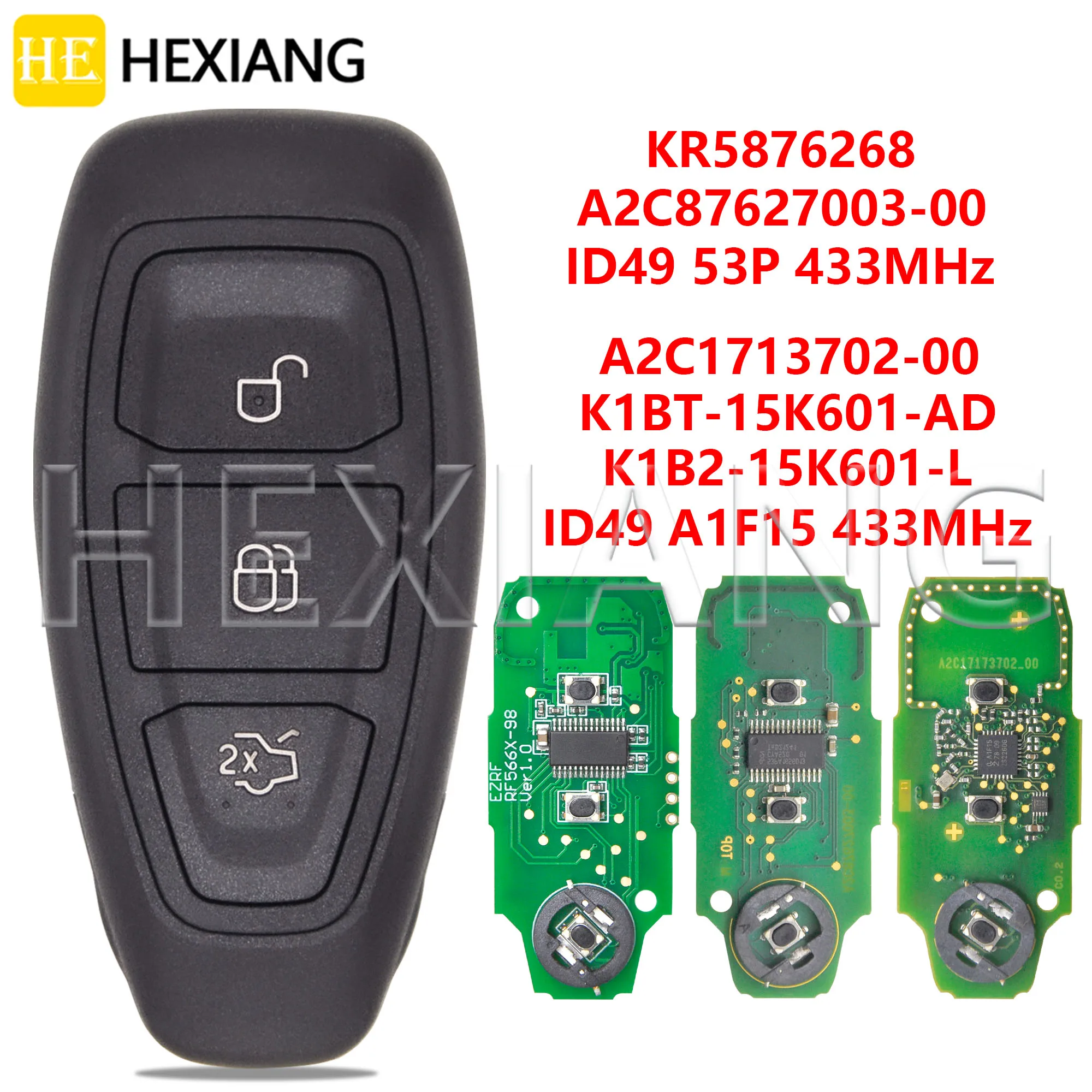 HE Original PCB KR5876268 A2C87627003-00 ID49Chip 433MHz Car Remote Key For Ford Focus Grand C-Max Focus Kuga Fiesta 2014-2023