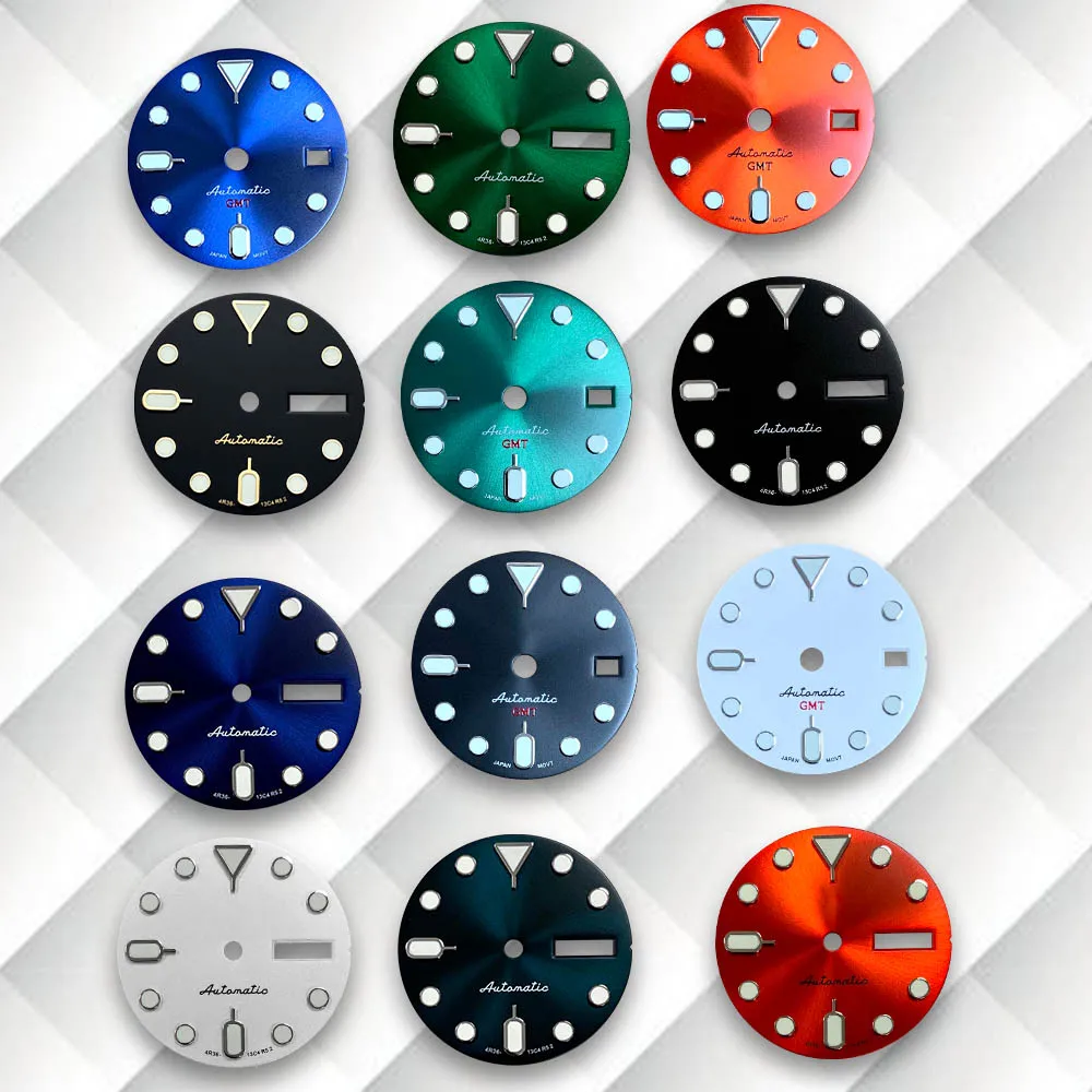 

28.5mm S5 Logo SKX007 Dial Fit NH36/4R36 Movement Green Luminous Latest styles Dual Calendar Dial Watch Modification Accessories