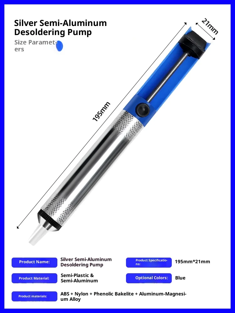 Um poderoso ferro de solda de tamanho grande, um ferro de solda manual para remover fio dental de solda e uma ferramenta para dessoldar