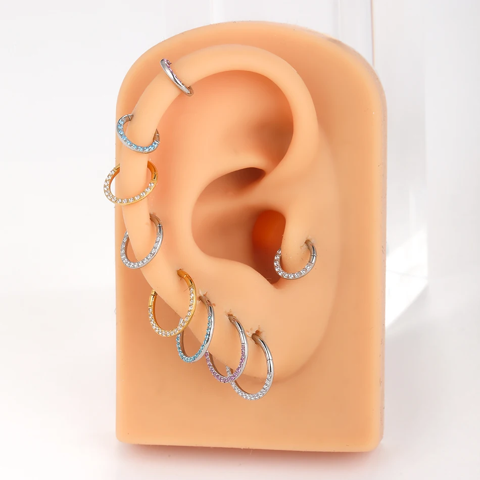 1pcs Surgical Steel Zircon Hoop Earrings for Women 6/8/10/12mm Cartilage Small Helix Piercing Tragus Piercing Jewelry