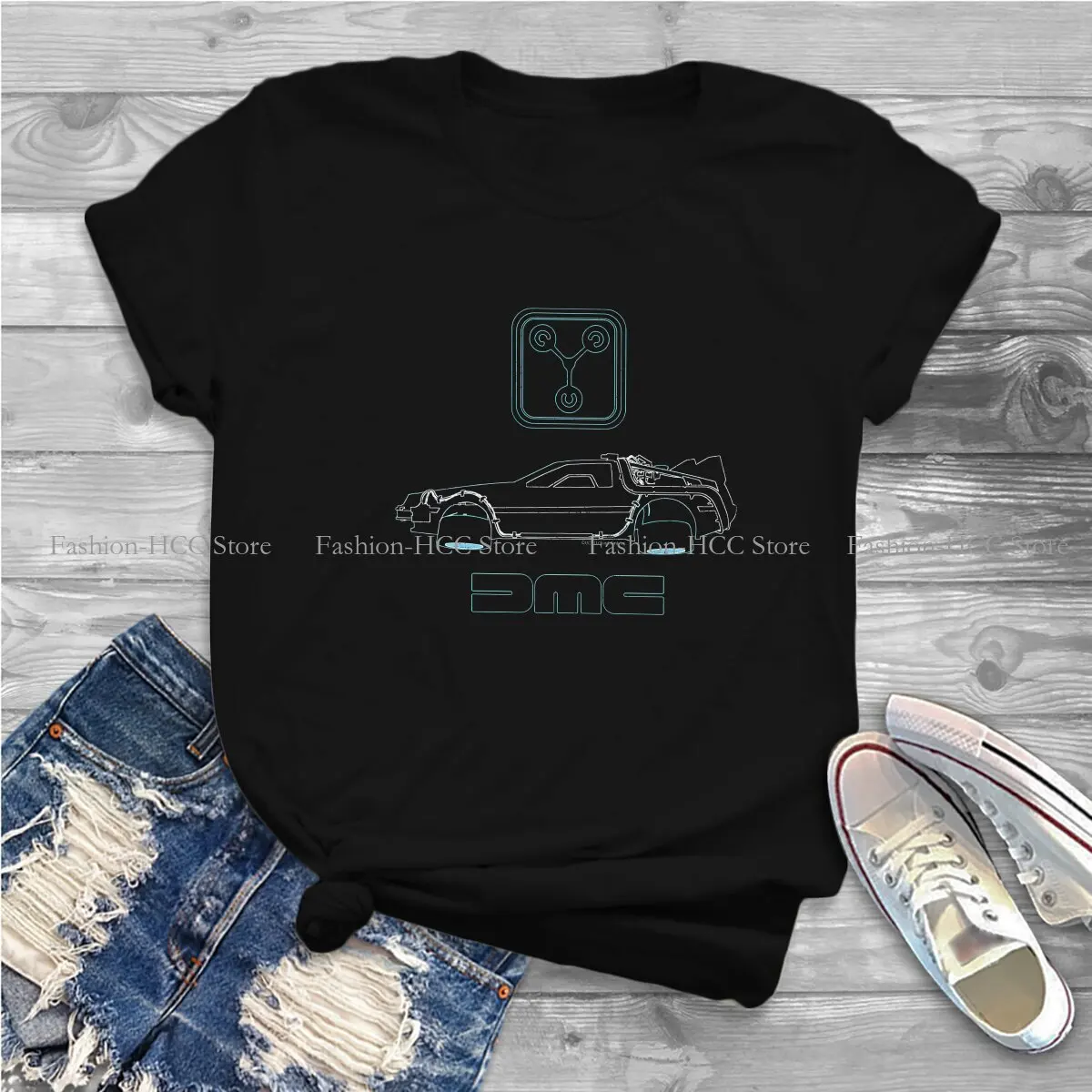 Delorean And Flux Capacitor Graphic Polyester TShirt Back To The Future Style Streetwear Comfortable T Shirt Women Tee