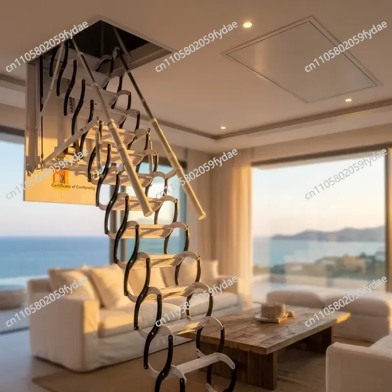 Escalera Europea Folding Loft Ladder, Aluminium Folding Loft Ladder, European CE Standard Loft Retractable Ladder, Wholesale