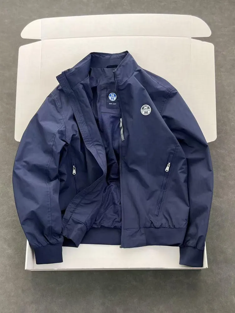 

Нейлоновый тюжет American Sle, удобная повседневная мужская верхняя одежда с воротником-стойкой, весенне-осенняя молодежная свободная посадка, длинная молния све