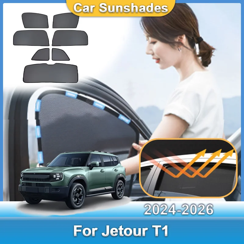 

Сетчатый солнцезащитный козырек для Jetour T1, аксессуары 2025 2024 ~ 2026 Freedom Shanhai T1, боковой автомобильный солнцезащитный козырек, оконная занавеска, автомобильные аксессуары