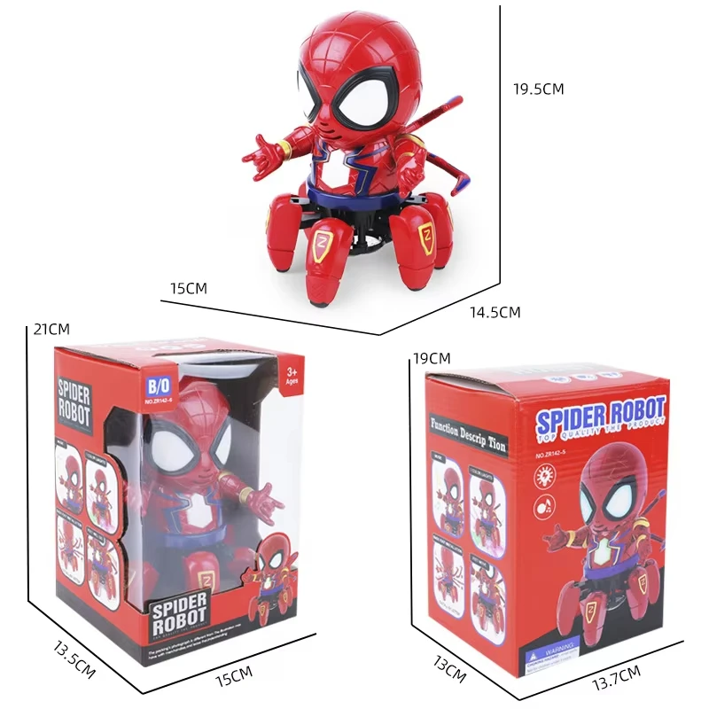 Robot z sześcioma pazurami tańczący Spider-Man oświetlenie muzyka taniec ramię obrotowy robot zabawka prezent urodzinowy