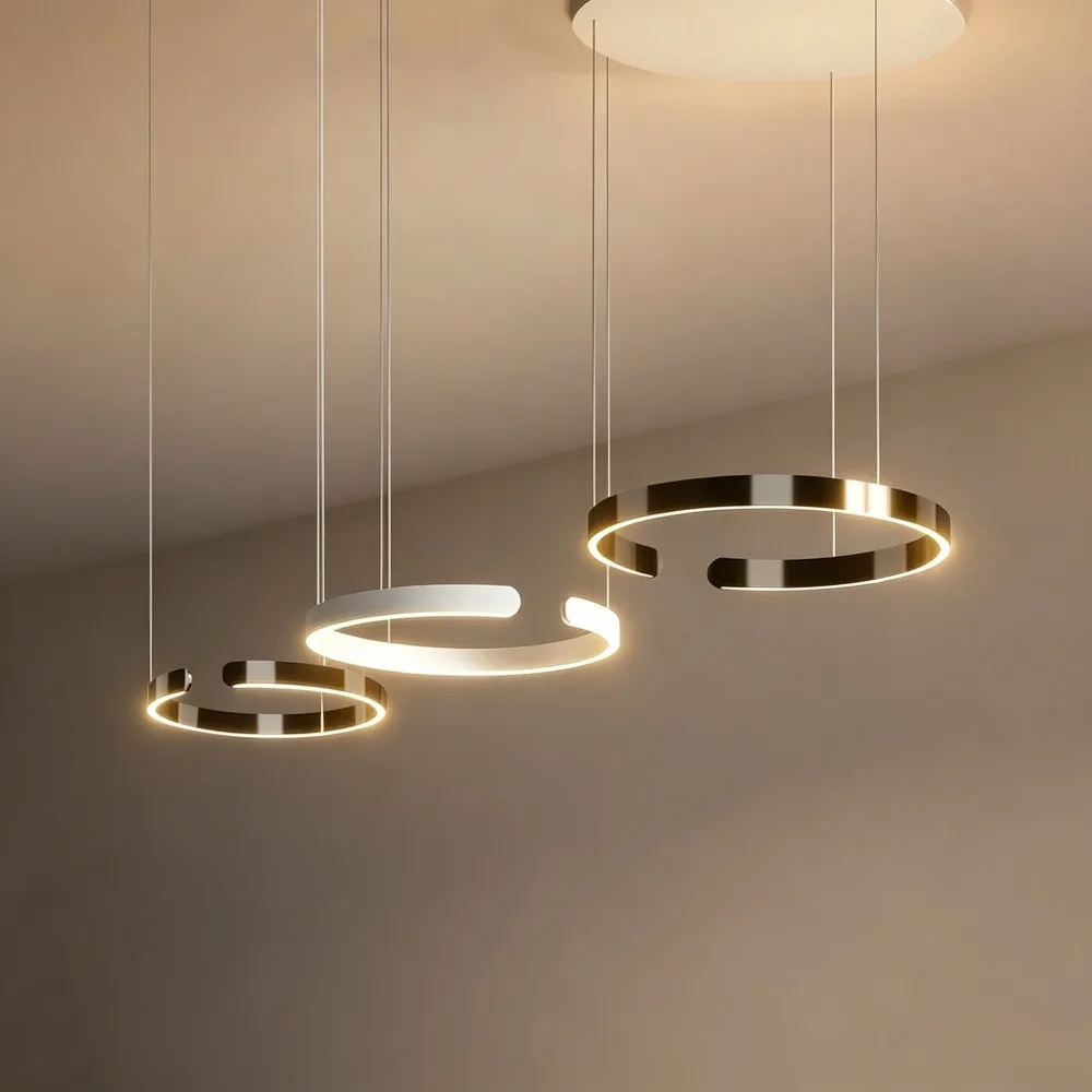 Modern Ring Pendant Lamp Remote Control Dimmable Warm White Eye Protection Led Chandelier Kitchen Island Dining Room