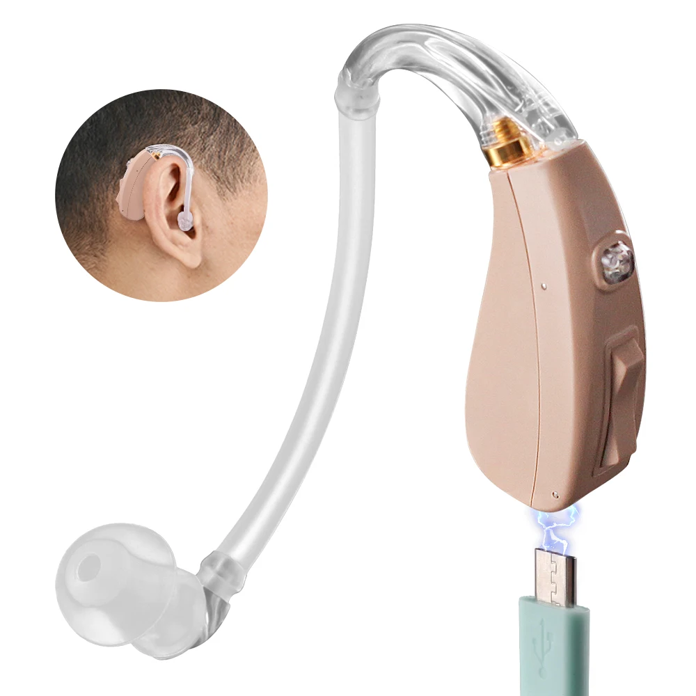 Audifonos BTE Rechargeable Hearing Aids Ear Sound Amplifier Adjustable Sound Hearing Amplifier for Elderly Hearing Loss