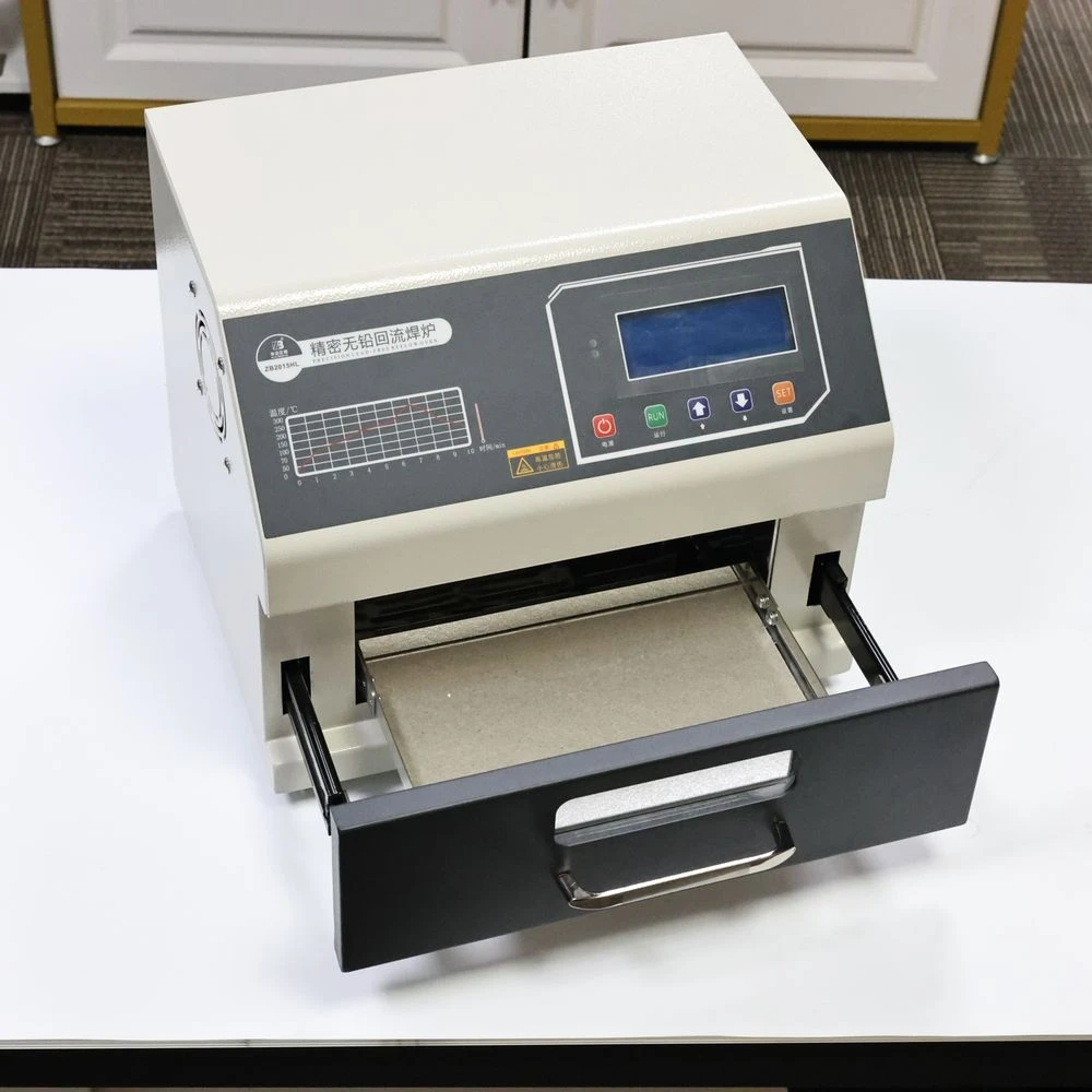 ZB2015HL Oven Reflow Desktop Presisi Tinggi 200X150Mm 700W Set Oven Reflow Solder Pcb Mini Smd untuk Lini Produk PCB