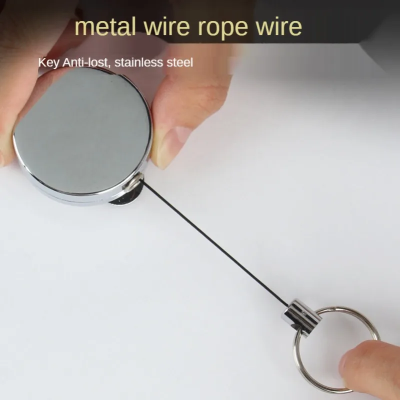 Retractable Keychain Badge Reel Anti-Lost Working Permit Clips Badge Pass Access Work Card Clip Metal Keyring ID Card Clips