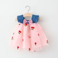 Baby Girl Dress Summer Cherry Mesh Girl's Dress Cute Beach Baby Dress Baby Girl Clothes 3