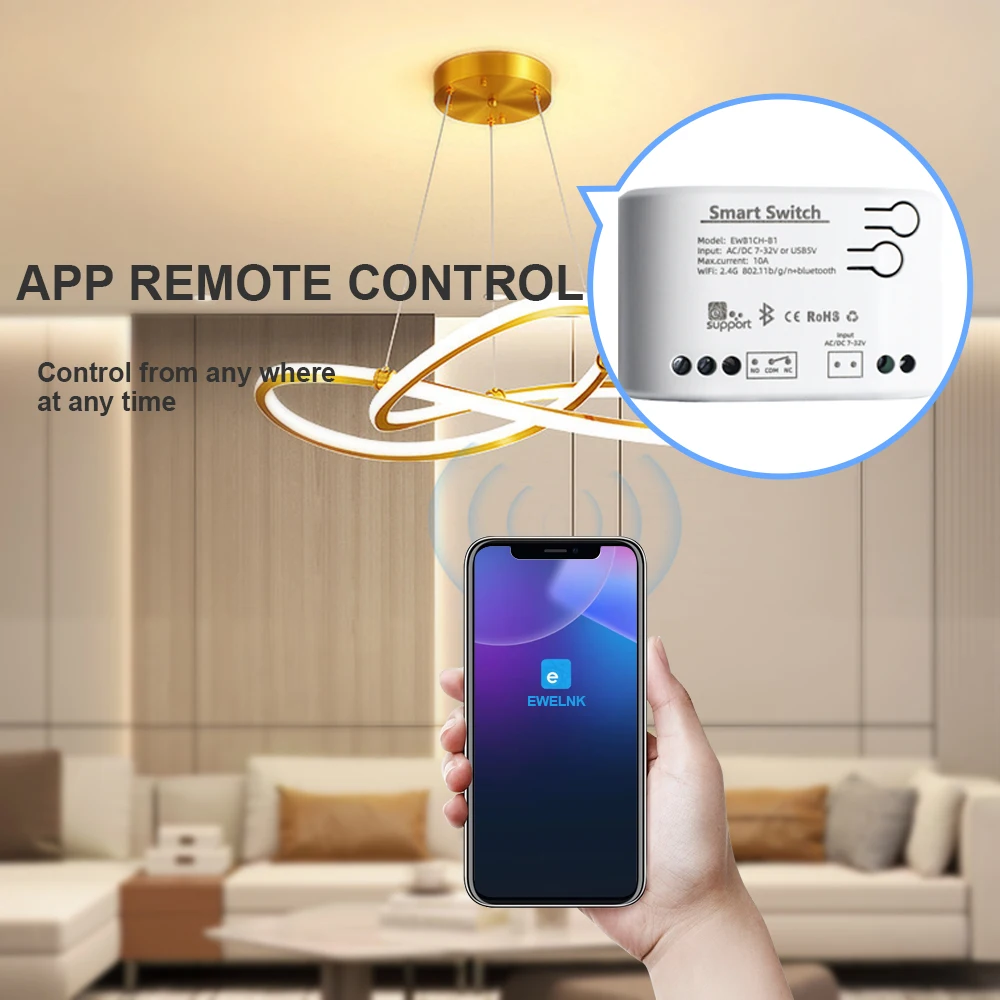 Ewelink APP Wireless Wifi Switch 1CH Module WI FI APP Remote Control DC 12V 24V AC 220V 110V RF Receiver 10A Smart Relay Alexa