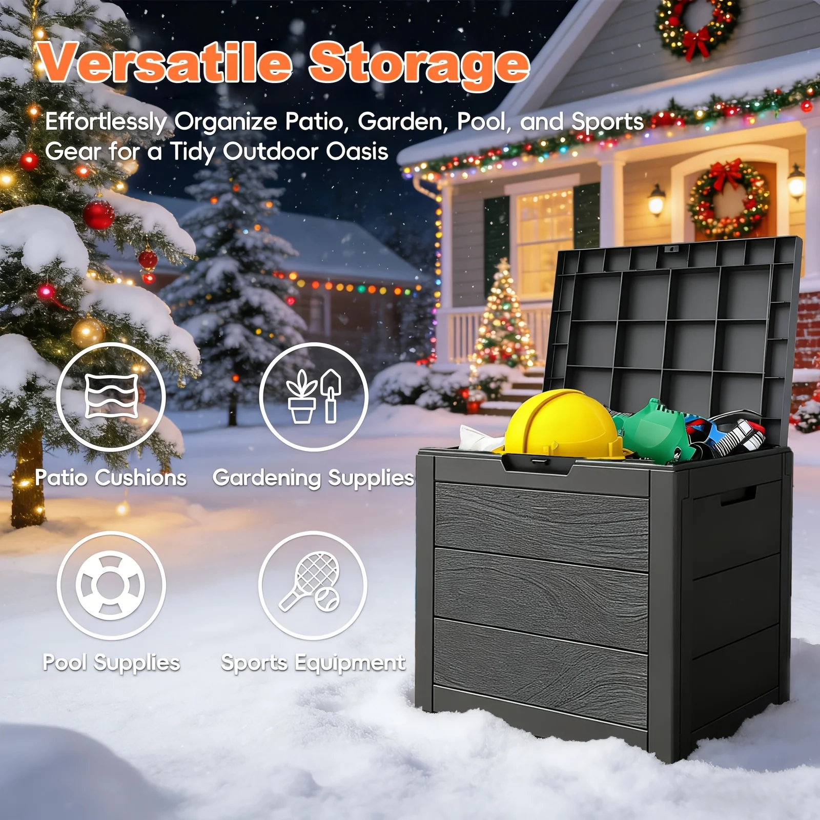 35 Gallon Large Outdoor Resin Storage Box With Lockable Lid - Heavy-Duty Deck Box For Patio Furniture Cushions, Pool Accessories view 5