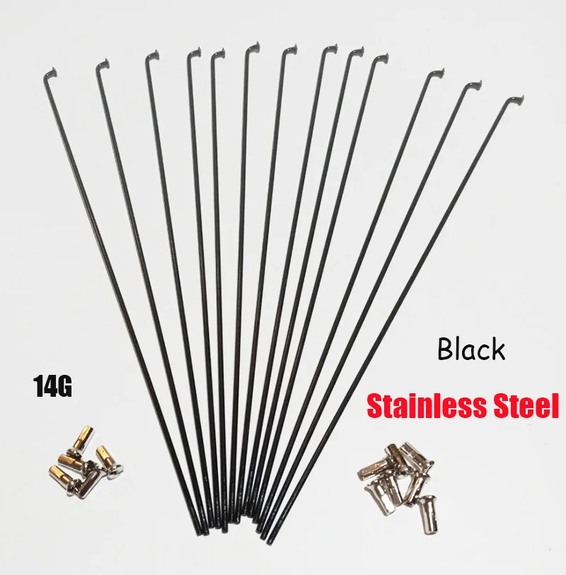 Bike Stainless Steel Spokes,Black,Mountain Racing , J Bend with Nipples,  14G 304, 12mm, 82mm-298mm, High Quality, 36Pcs