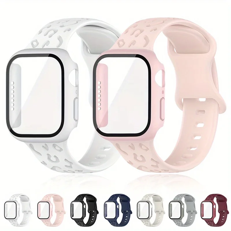 Glass+Case+Strap for Apple Watch Band 45mm 44mm 41mm 40mm 46mm 42mm Screen Protectors for Apple IWatch Series 10 8 7 6 SE 5 4 3