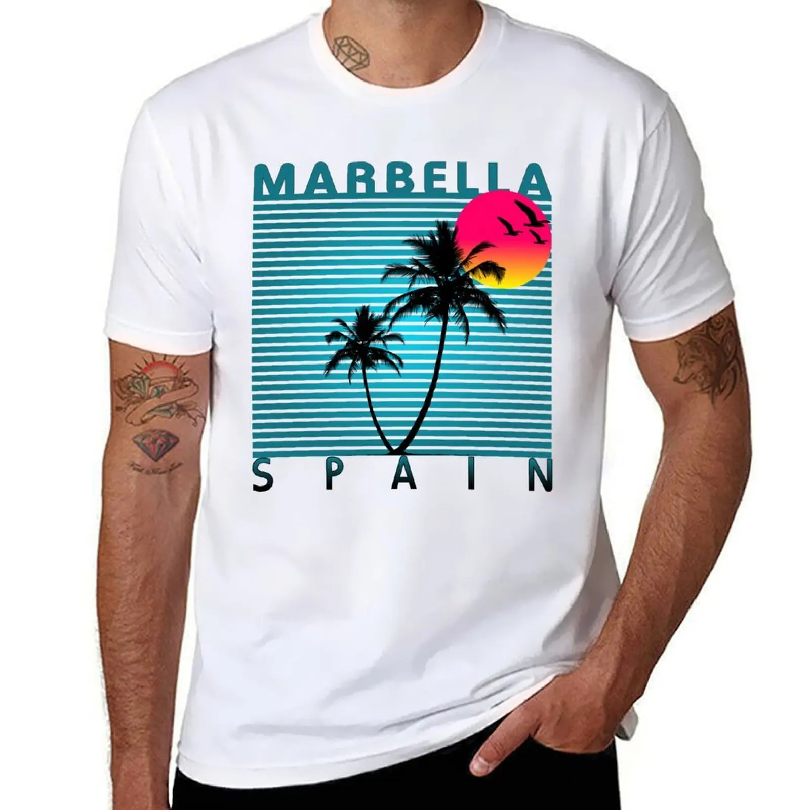 

Marbella Spain Summer Beach Sun Vacations Souvenir tshirt T-Shirt t shirt man luxury T-Shirt