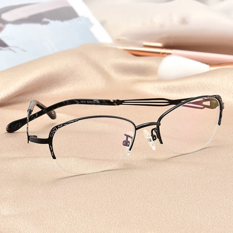 TGCYEYO Women Prescription Optical Eyeglasses Frame with Golden Hollow Out Eyeglasses Frame With Flower Female Spectacle Eyewear