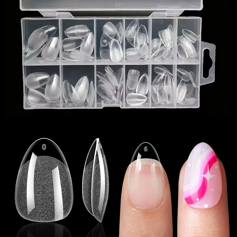 120/240 Pieces of Full-Cover Nail Tips, Including Stiletto, Almond, Square, Coffin, and French Style Fake Nails, Removable Gel Extension Nail Pieces in Capsule Packaging