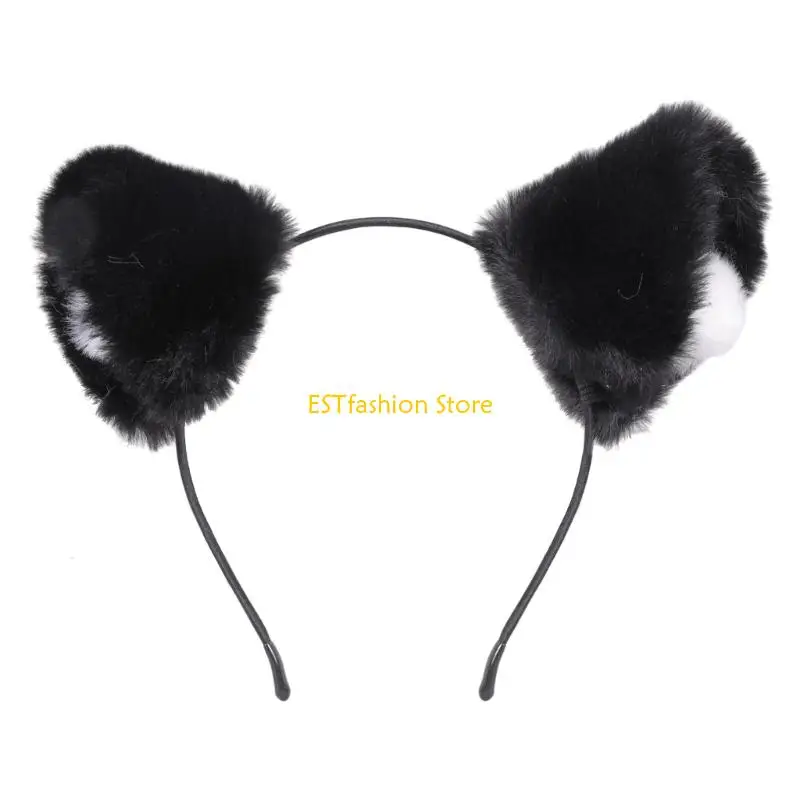 

Y5GC Soft Black Cats Cosplay Hairband Plush Fabric Headdress For Costume Parties