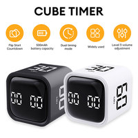 Mini Digital Timer Cube Timer Gravity Sensor Learning Timer Flipping LED Display 4 Preset Time Dual Modes Countdown Cooking