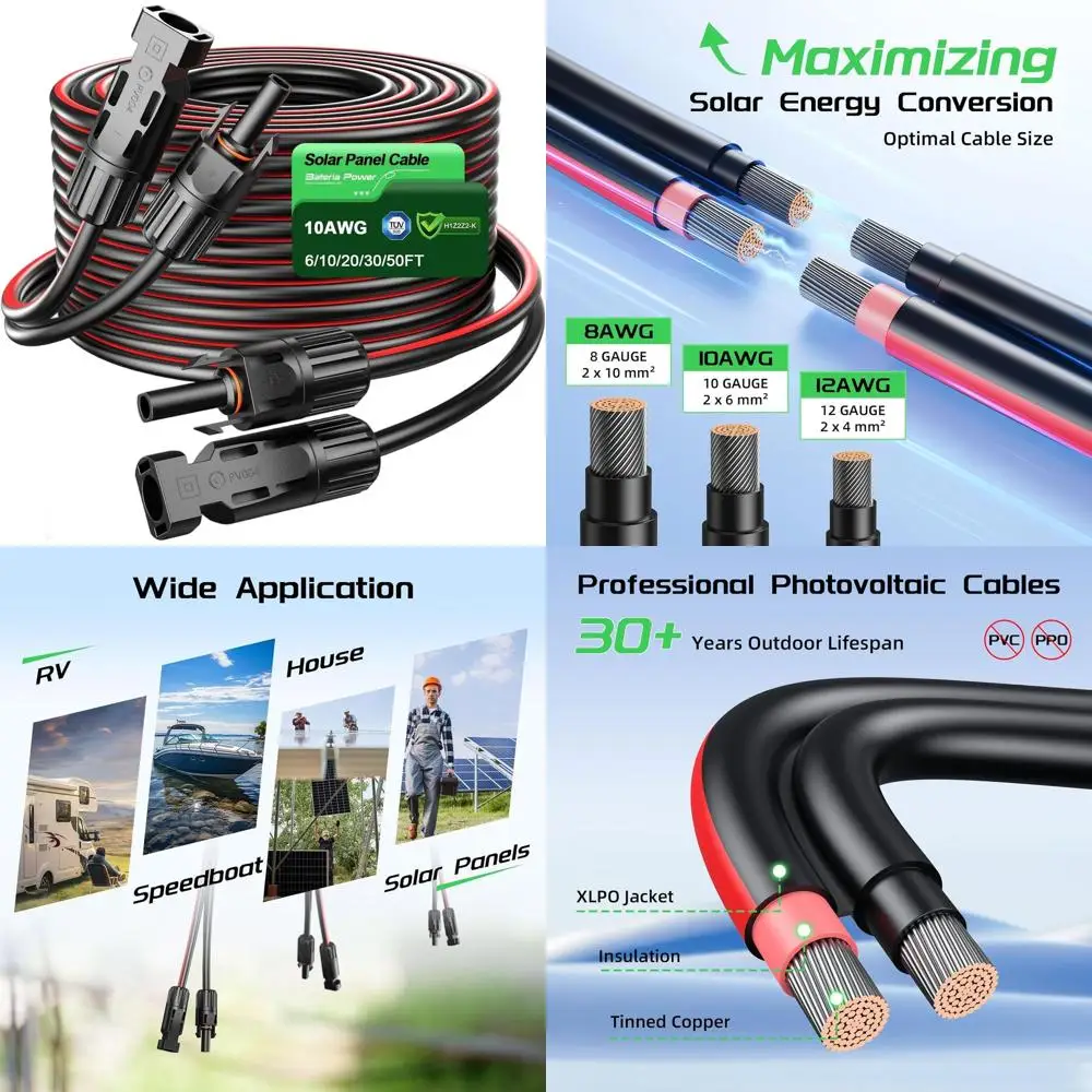 

Удлинительный кабель 10AWG, 30 футов, двойной провод 6 мм², водонепроницаемый комплект адаптеров для автодомов и лодок с установленными коннекторами на обоих концах