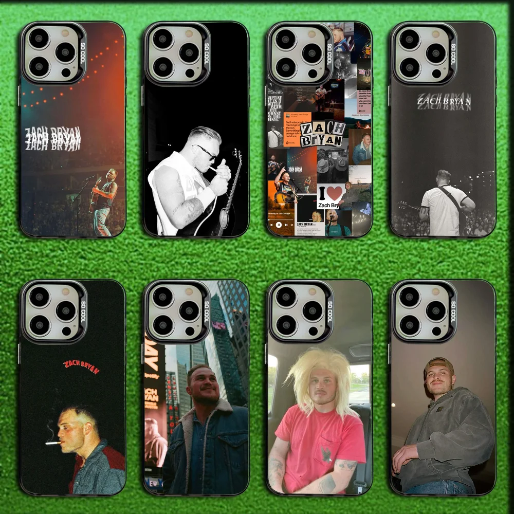 Funda de teléfono Singer Z-Zach Bryan para iPhone 16,15,14,13,12,11, Mini,Pro,MAX cubierta negra de silicona mate gris