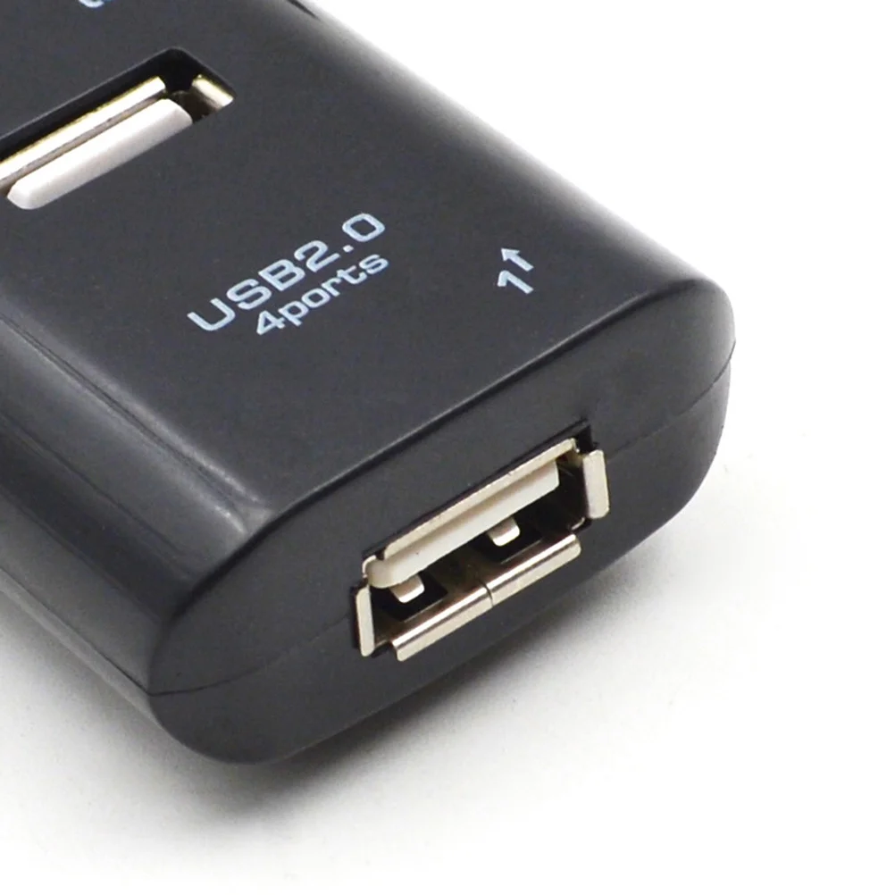 

4 порта USB 2.0 концентратор высокоскоростной 480 Мбит/с передача данных портативный компактный дизайн для ноутбука настольный планшетный ПК черный поддержка