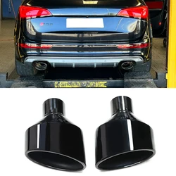 2pcs/Lot Universal Car Exhaust Tip For Audi SQ5 Leom Stainless Steel Car Rolled Oval Outlet Slant Tailpipe Exhaust Muffler Tip
