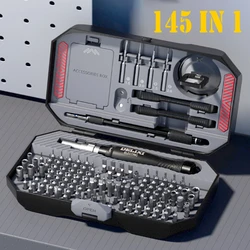 DELIXI 145-in-1 Screwdriver Set Precision Magnetic Screw Driver Bits Wireless Hand Screwdriver Portable Repair Kit Tools
