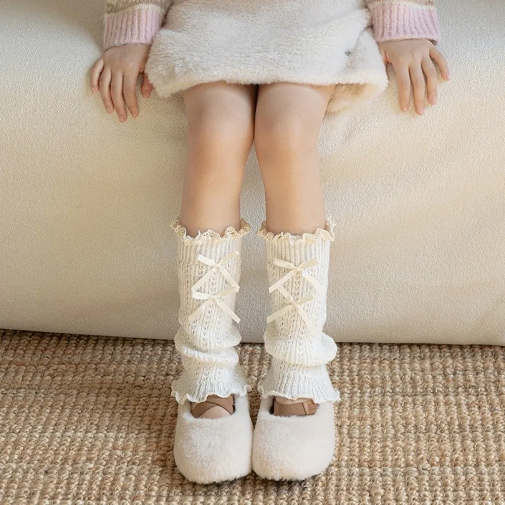 New Solid Color Leg Warmers Knitted Lolita Mid-Calf Sock Thickened Harajuku Pile Sock Gift