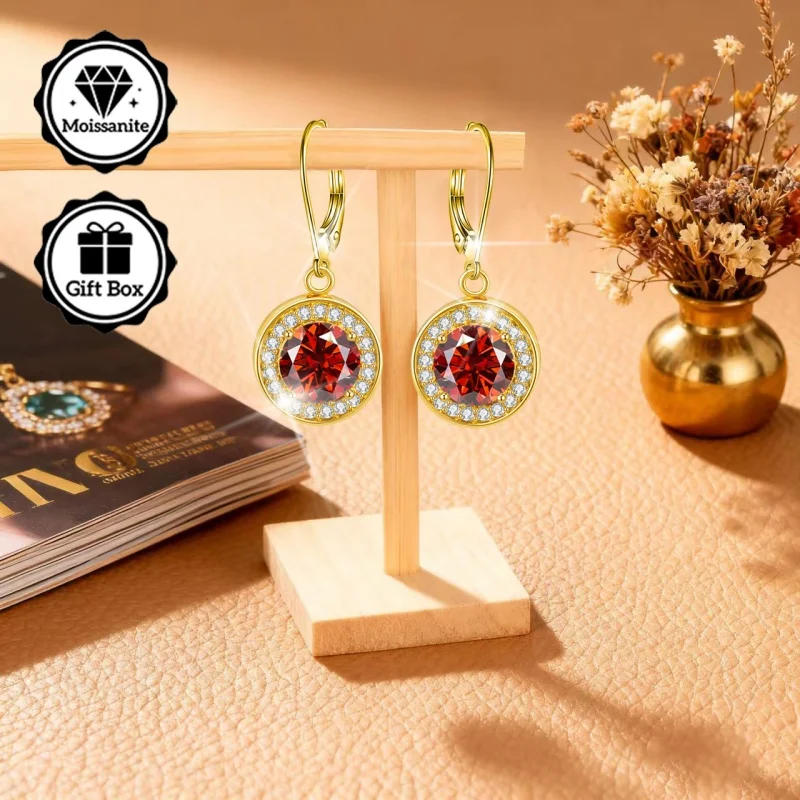 

LAMVOICE jewelry for women/earrings with 2 carat moissanite Hypoallergenic hook earring christmas gift for high quality jewelry