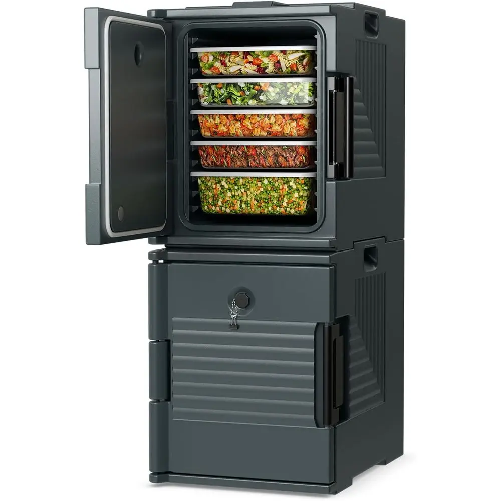 

Insulated ood Pan Carrier, 95 Qt Hot Box Catering or 6 ull-Size Pan, Stackable Design, astener, Portable ront-Loading ood Warmer