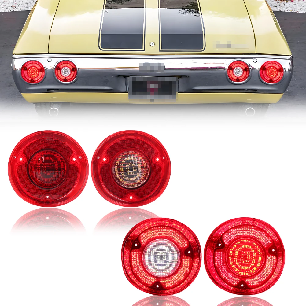 4 Uds parachoques trasero luz DRL luz de freno luz trasera luz de respaldo luz de marcha atrás con LED rojo/blanco para Chevrolet Chevelle 1972