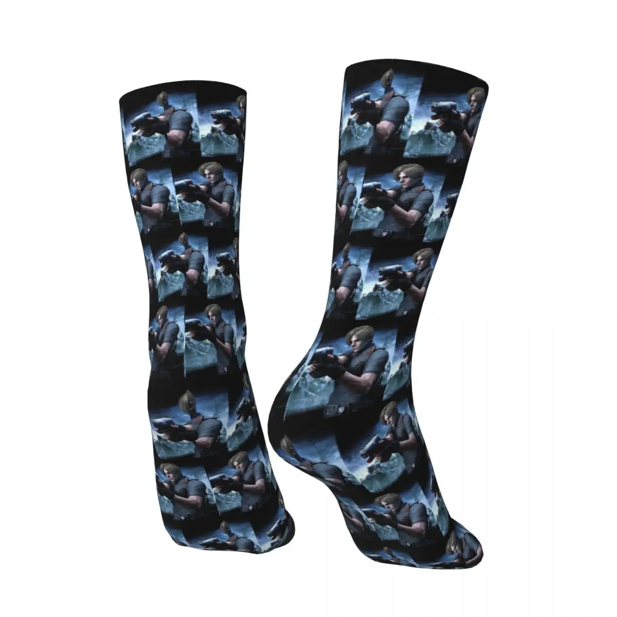 All Seasons Resident Evils Leon Kennedy Game Socks Harajuku Crew Socks Casual Stockings for Men Women Valentine's Day Gifts