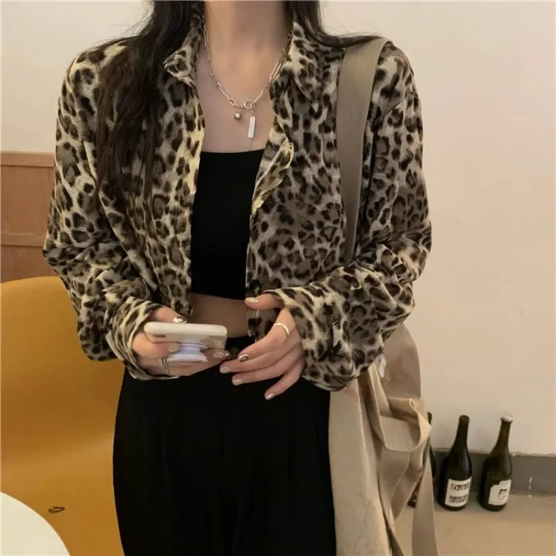 Leopard Jacken Frauen Hotsweet Frühling Sommer Gestellte Lange-sleeve Jacke Vintage Sexy Weibliche Streetwear Fashion Persönliche Outwear