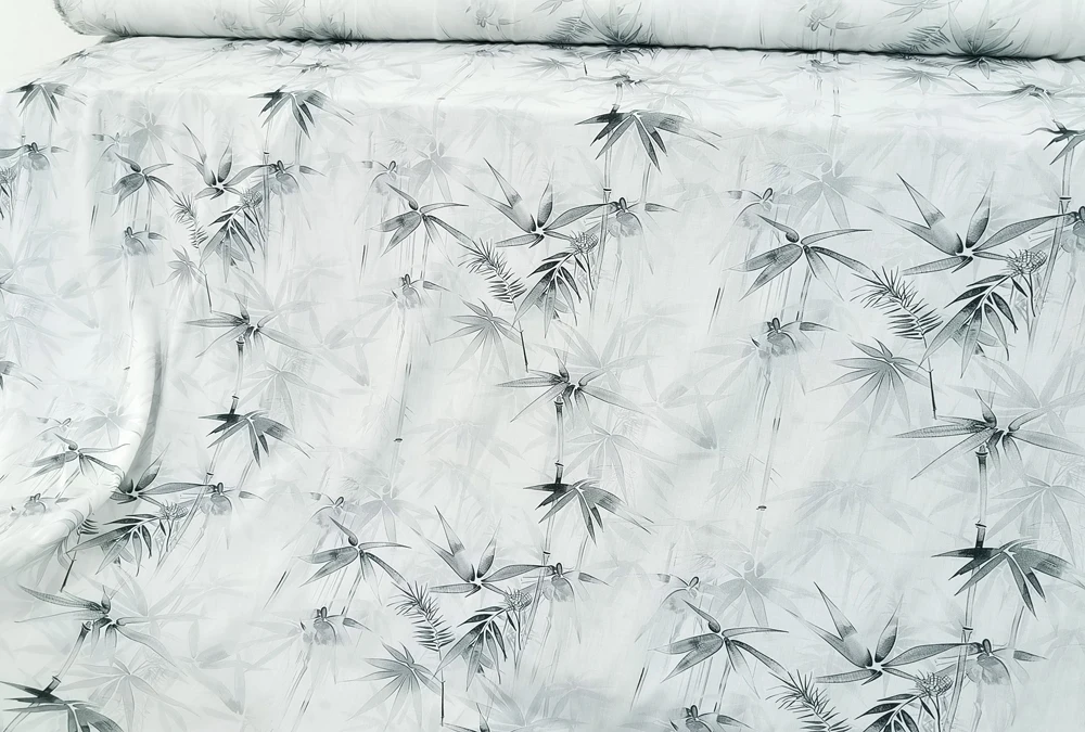 1 meter X 1.4 meter Bamboo Leaf Material Fabric Printed Rayon Viscose