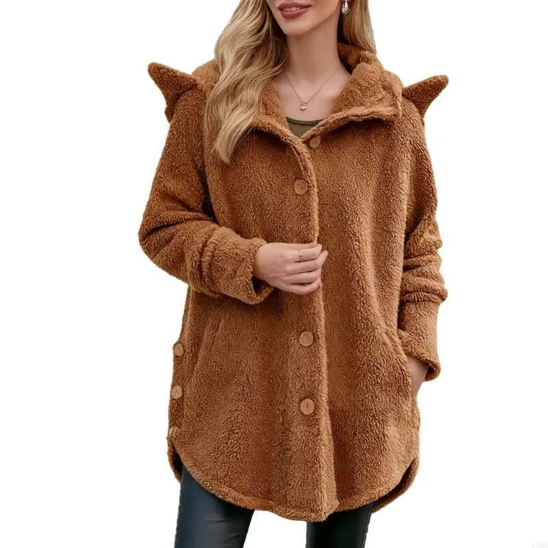 Bộ Đồ Ngủ Hình Dễ Thương, Chăn Lông Sang Trọng, Áo Trùm Đầu, Thiết Kế Nút, Kích Thước Bộ Đồ Ngủ Mềm Mại Và Ấm Áp F3MD