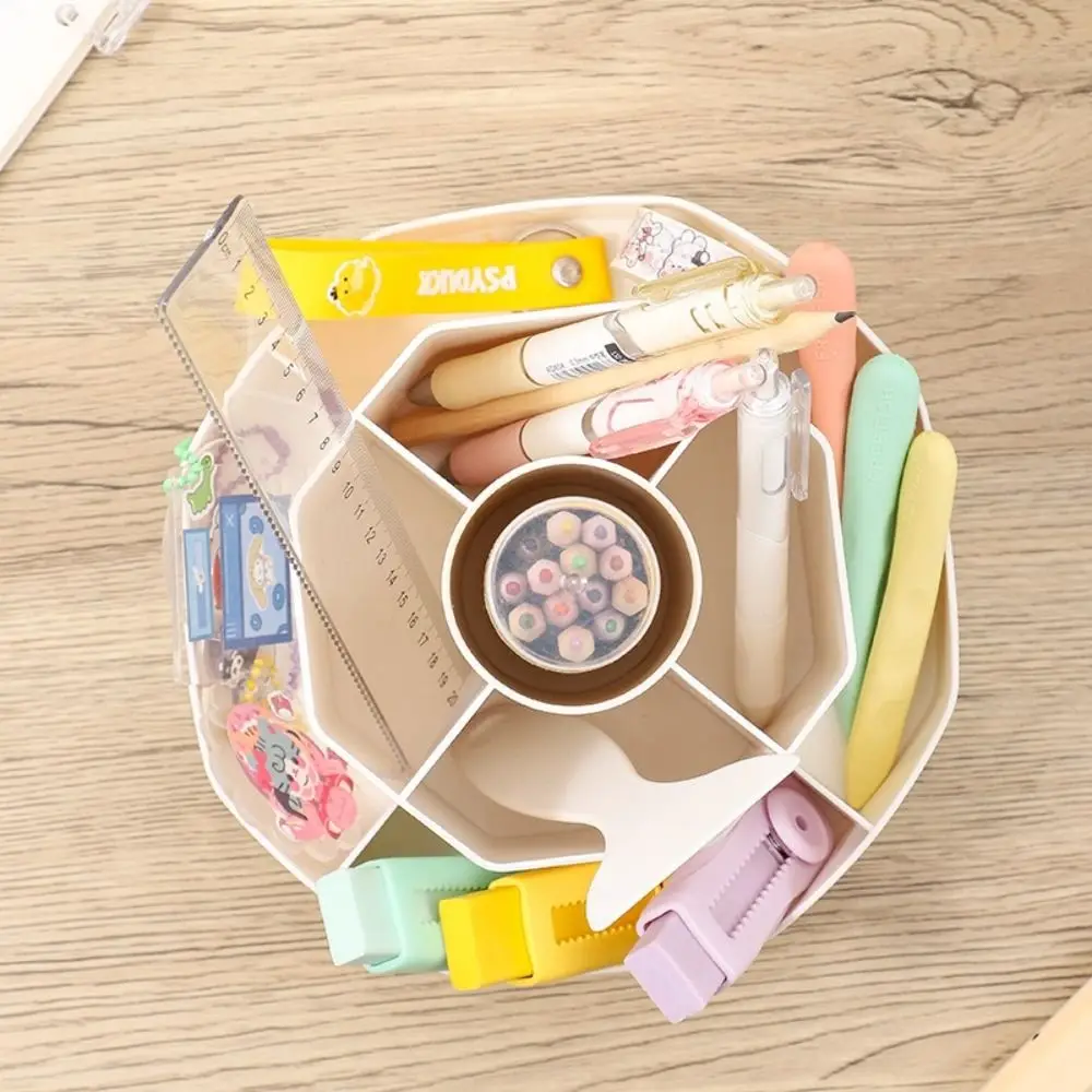 PP Rotate Pen Holder 360°Rotatable Large Capacity Pen Stand Light Luxury Multi-Functional Desk Pencil Storage Box