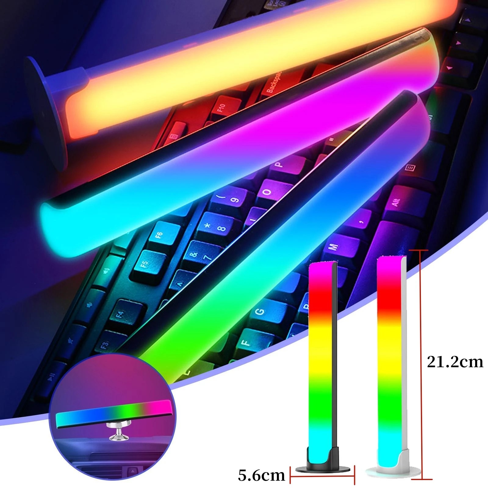 Ses işıkları Pickup LED ışık USB RGB gece lambası ses aktive müzik ritim ortam işığı yatak odası Bar parti için App kontrol