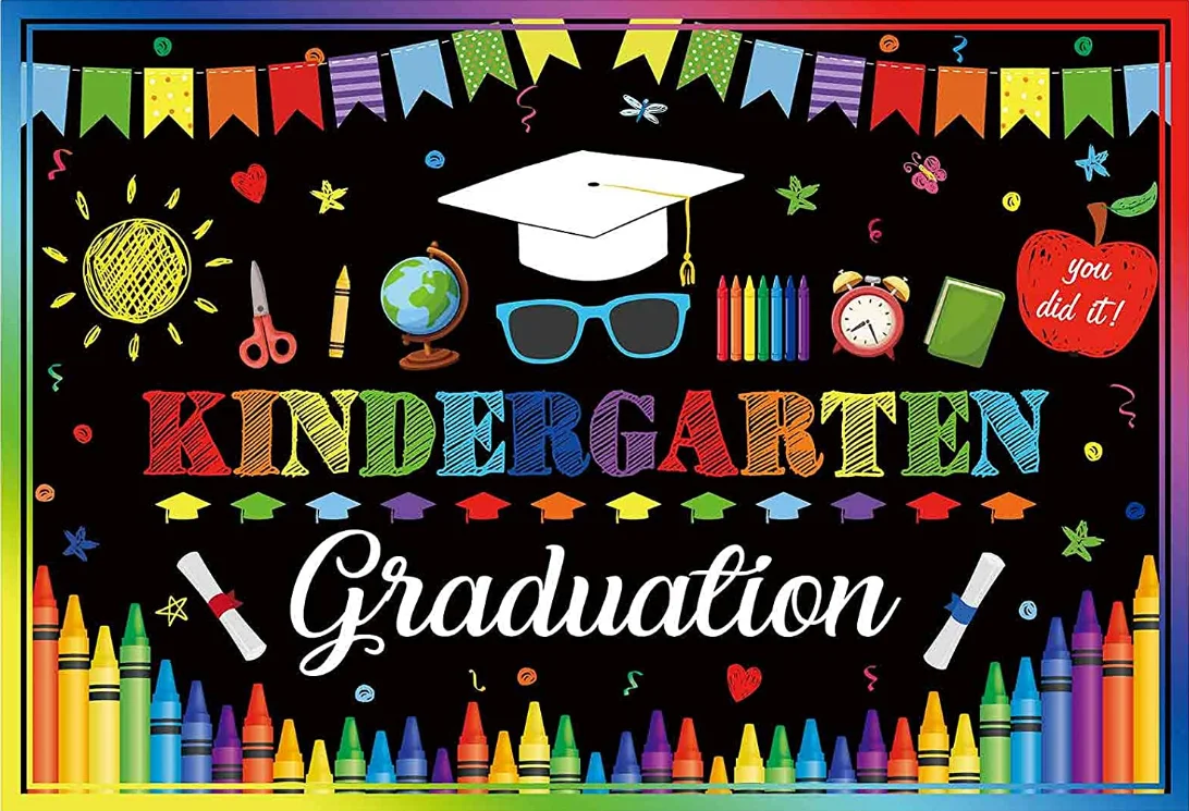 Kindergarten Graduation Backdrop for Kids Photography Preschool School Prom Party Class of 2022 Congrats Grad Congratulations