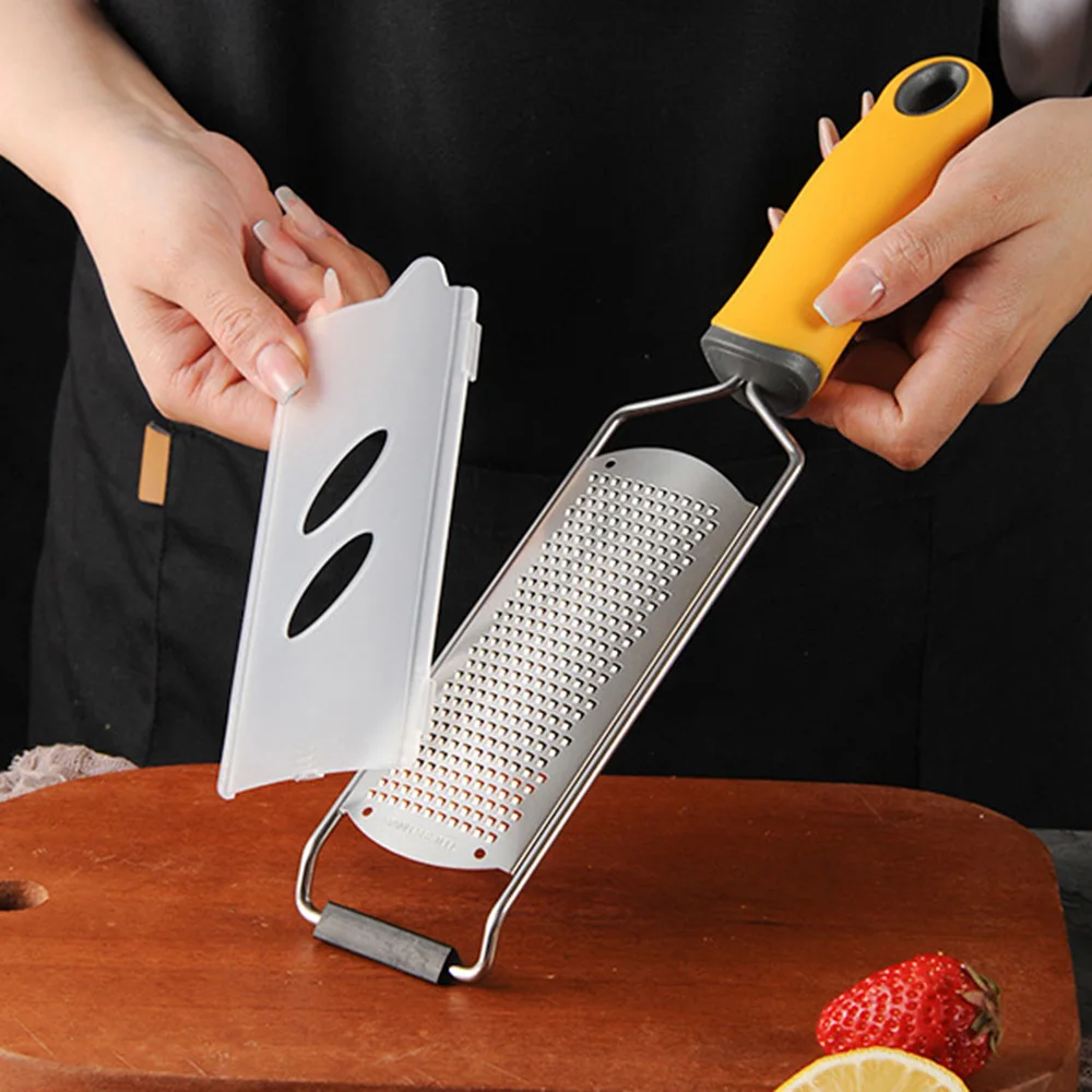 Cheese Grater & Lemon Zester With Protect Cover Cleaning Brush Stainless Steel Cheese Slicer Dishwasher Safe Kitchen Gadget
